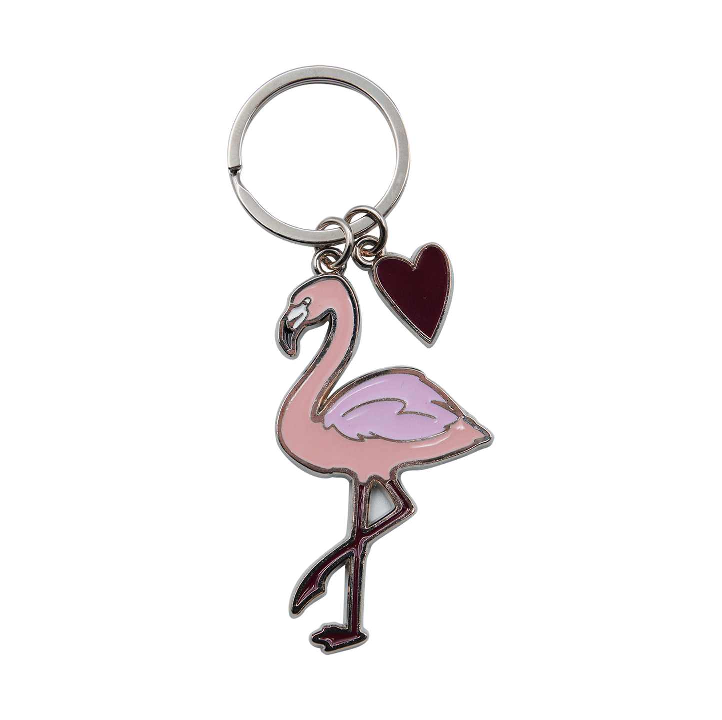 PORTE CLES METAL FLAMANT ROSE