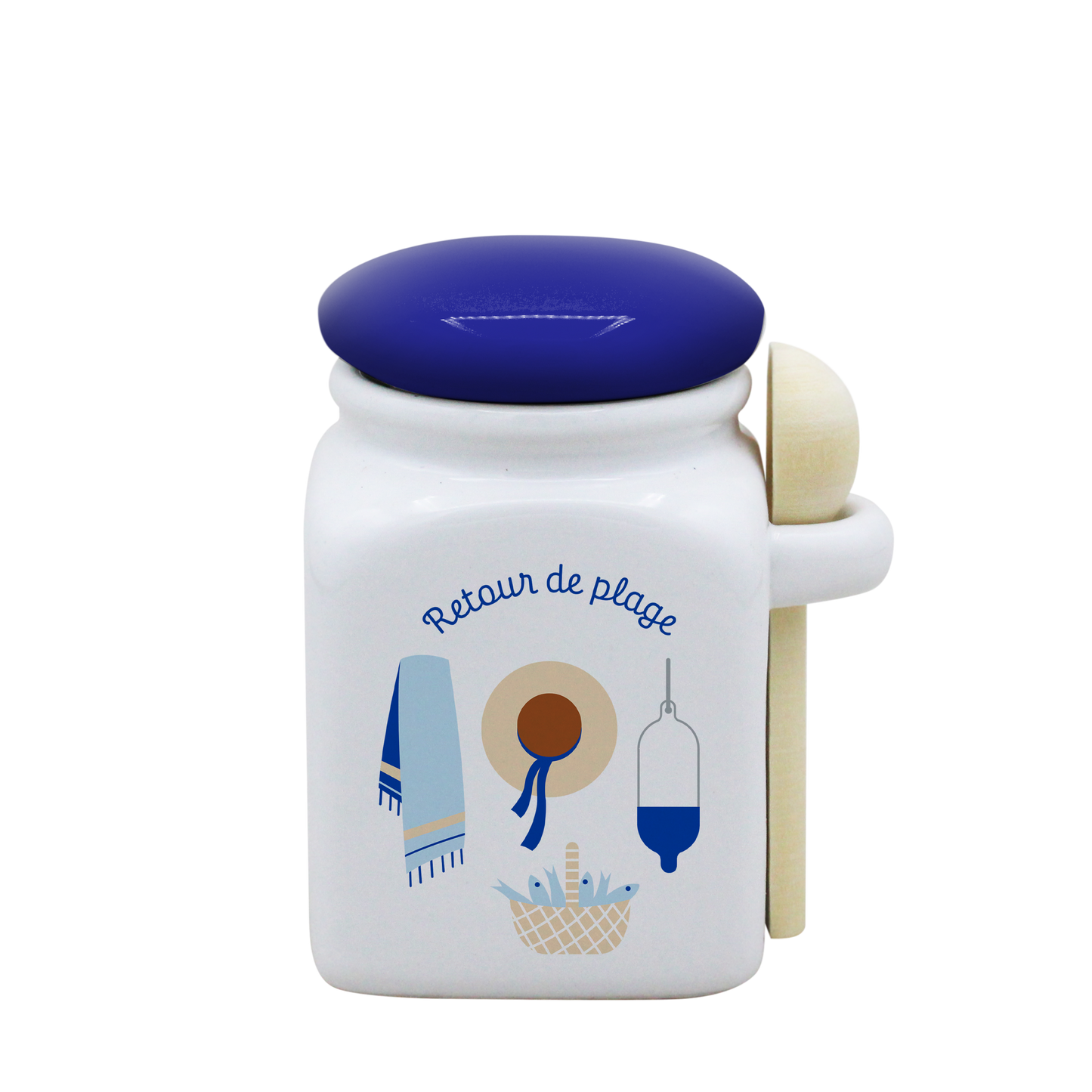 POT BLANC PM COUV. BLEU+CUIL. BOIS-RETOUR DE PLAGE LA PETITE EMI