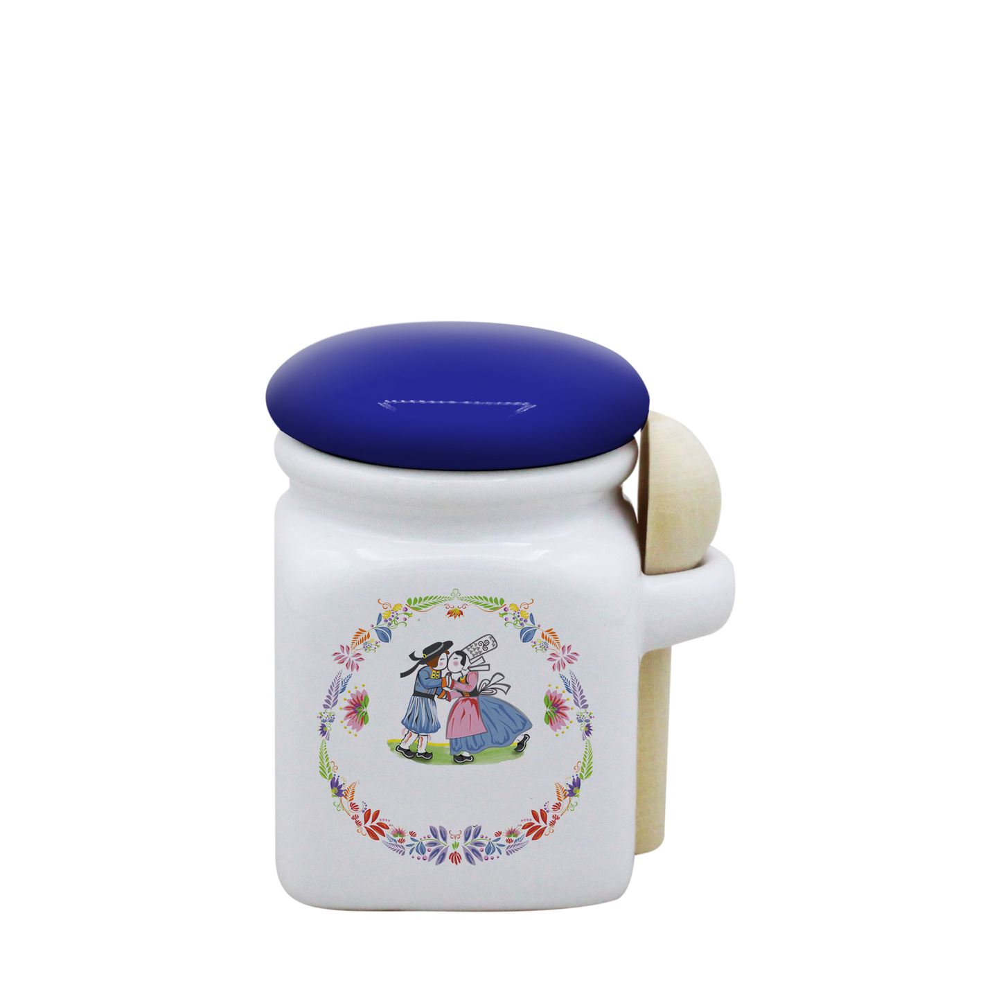 POT BLANC MINI COUV. BLEU+CUIL. BOIS-BTNER