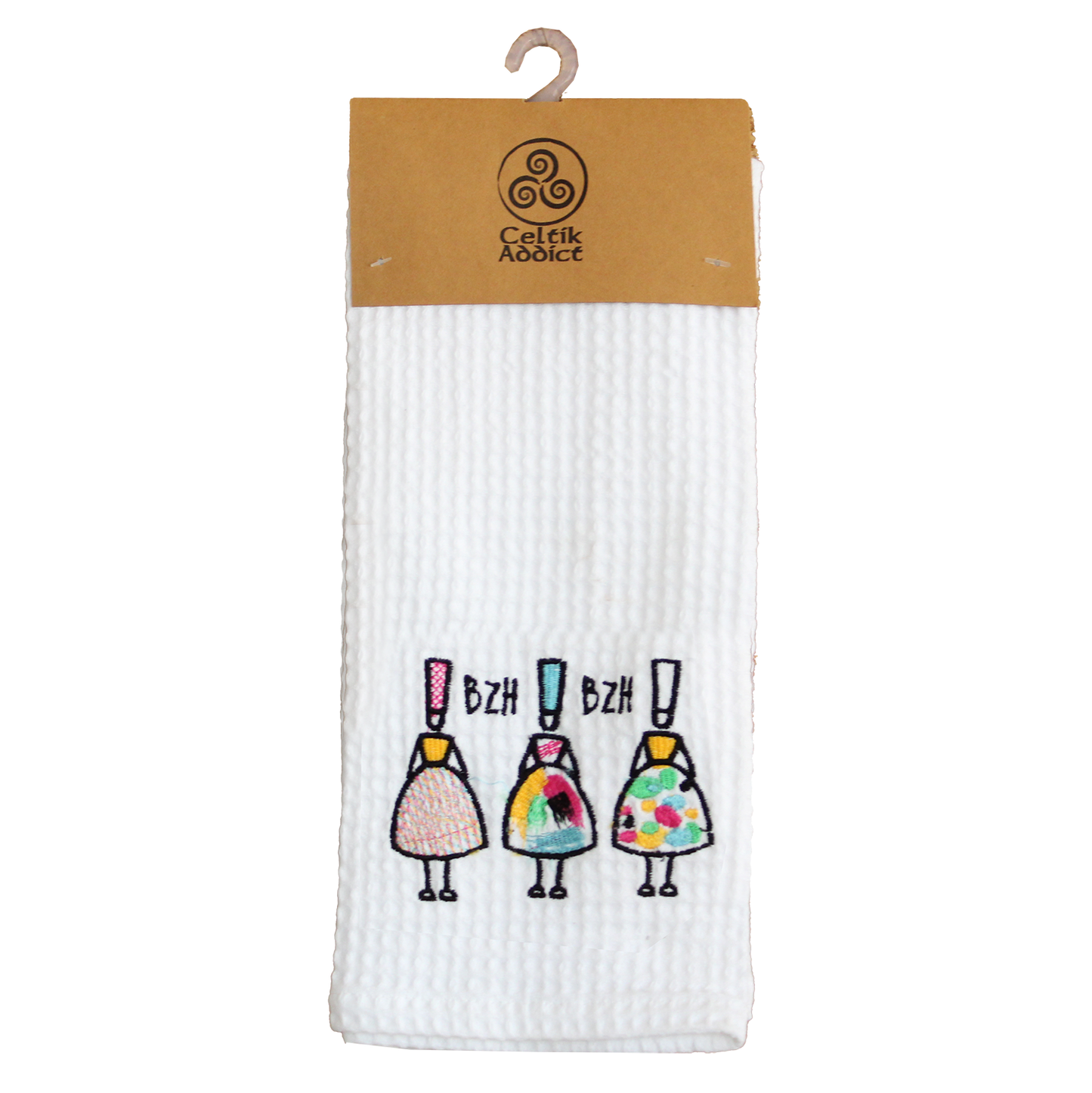 TORCHON NID D'ABEILLE BIGOUCHIC BLANC