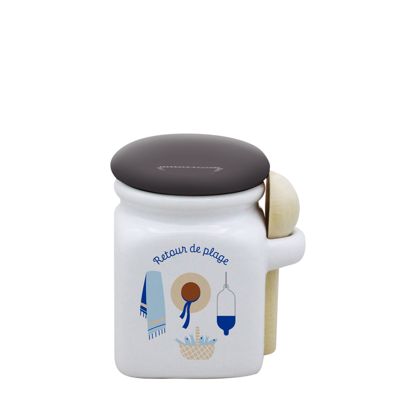 POT BLANC MINI COUV. GRIS+CUIL. BOIS-RETOUR DE PLAGE LA PETITE EMI