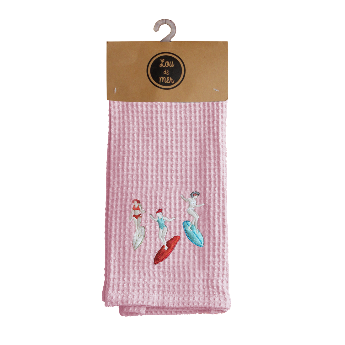 TORCHON NID D'ABEILLE SURF ROSE