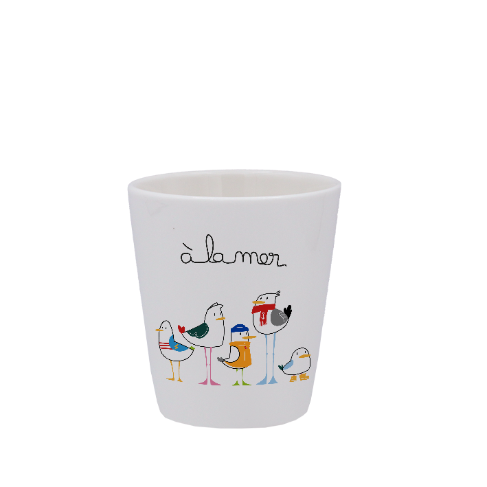 TASSE ESPRESSO BLANCHE S/ANSE-A LA MER MOUETTES