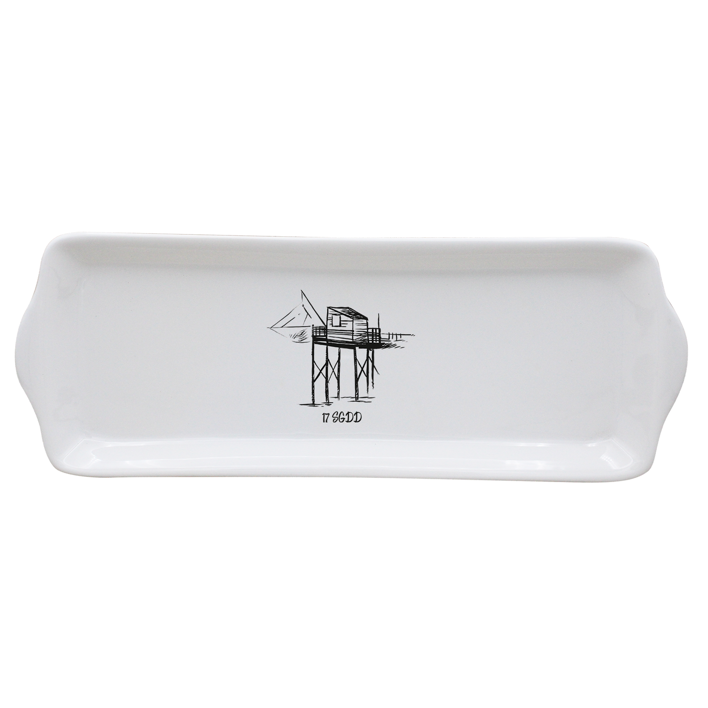 PLAT A CAKE BLANC - CARRELET NOIR SPE BO ET BON