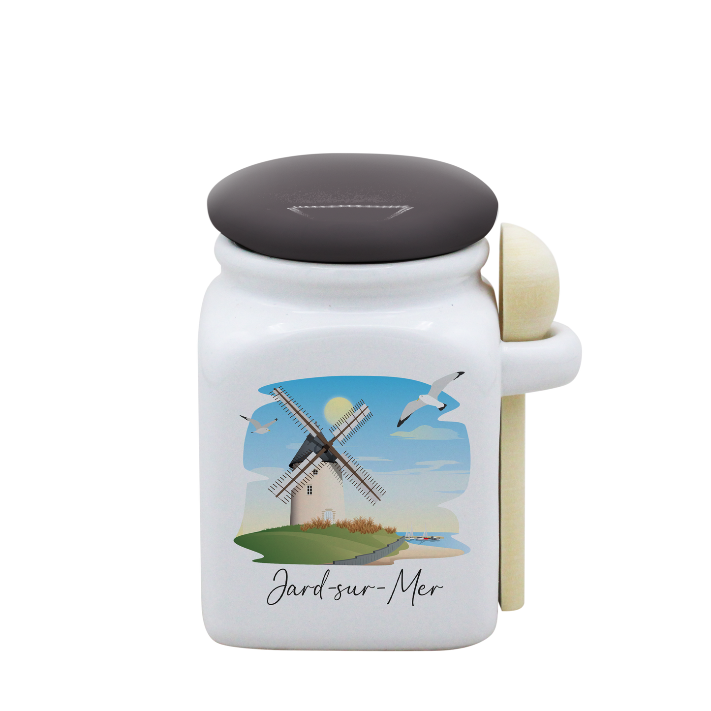 POT BLANC PM COUV. GRIS+CUIL. BOIS-JAMEMFD