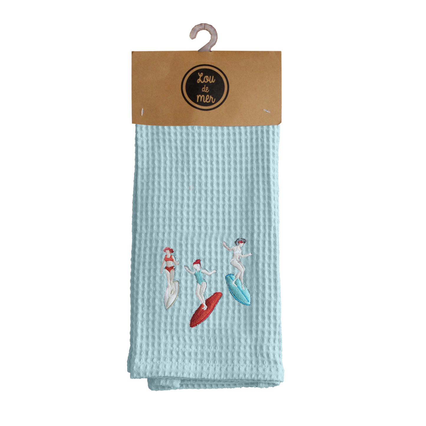 TORCHON NID D'ABEILLE SURF BLEU
