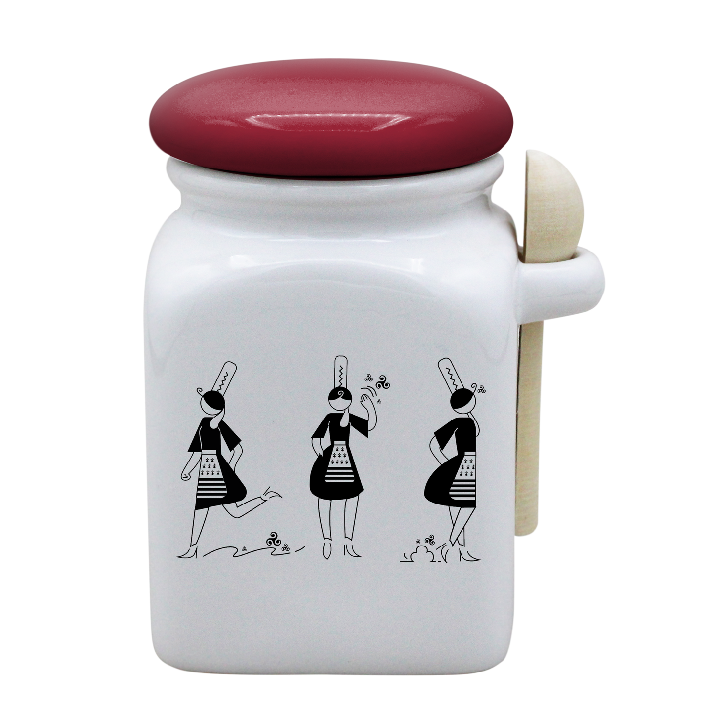 POT BLANC MM COUV. ROUGE+CUIL. BOIS - ARMELLE BIGOUDENE 3 PICTOS