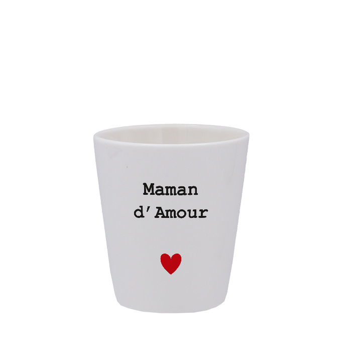 TASSE ESPRESSO BLANCHE S/ANSE - CŒUR MAMAN D'AMOUR