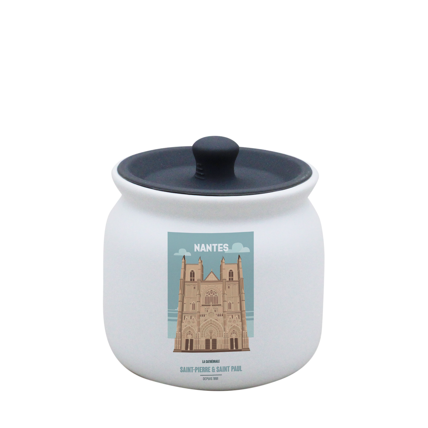 POT BLANC PM COUV. SILICONE GRIS-NTECATHE