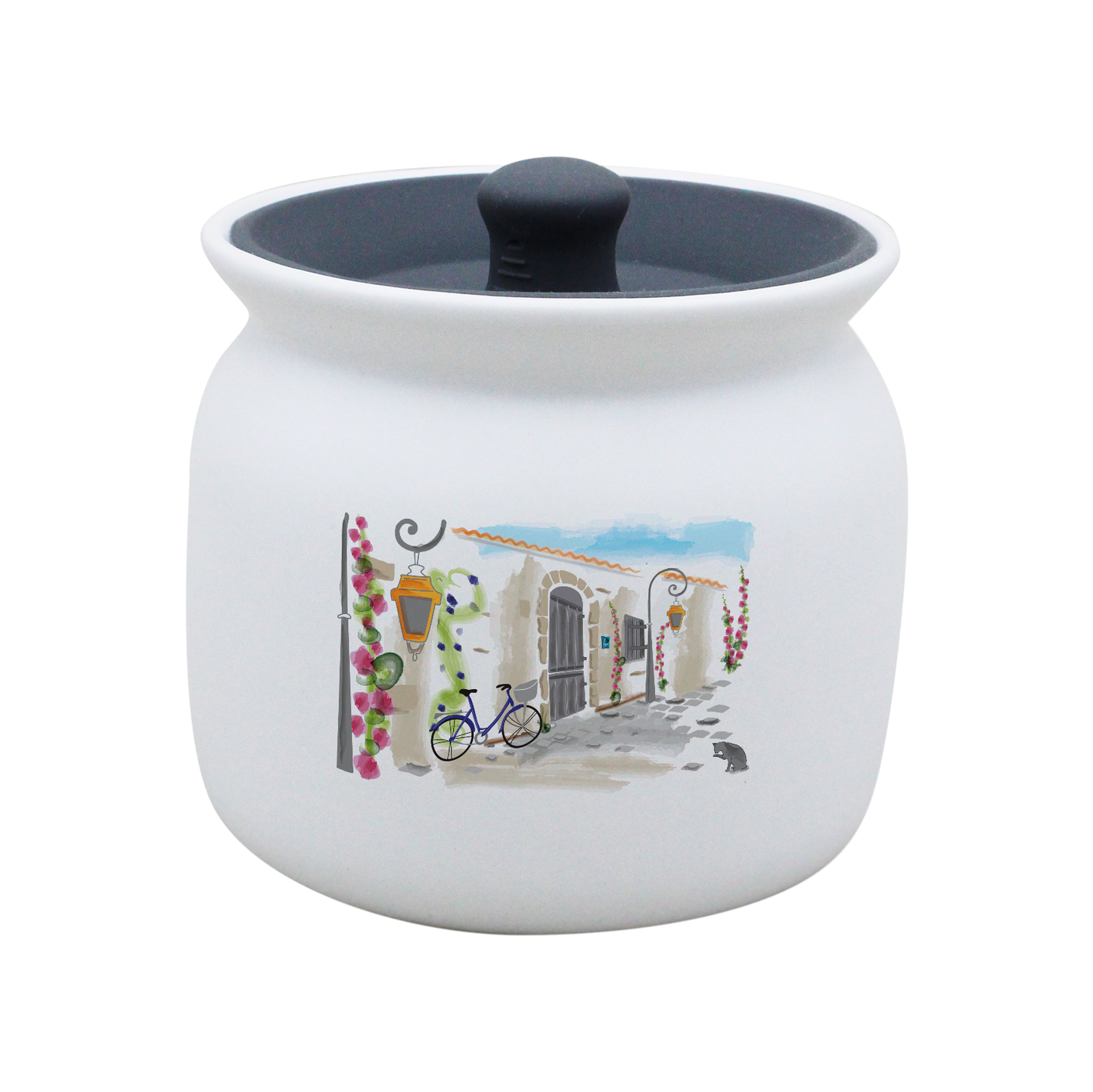 POT BLANC GM COUV. SILICONE GRIS -RUATL