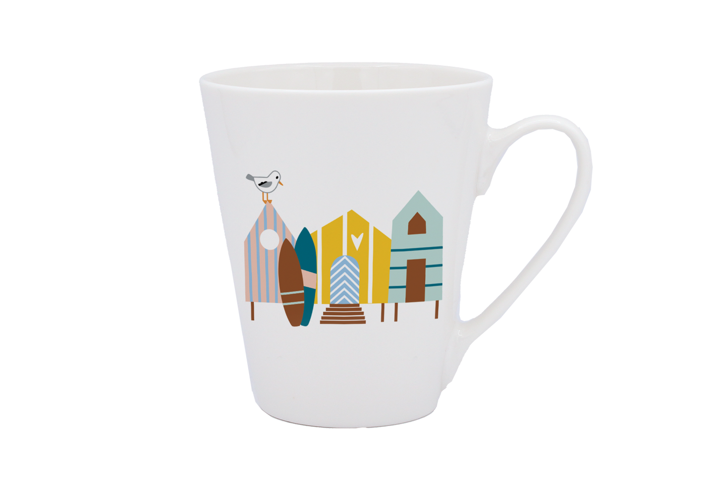 MUG CONIQUE BLANC-CABINES ET SURF LA PETITE EMI