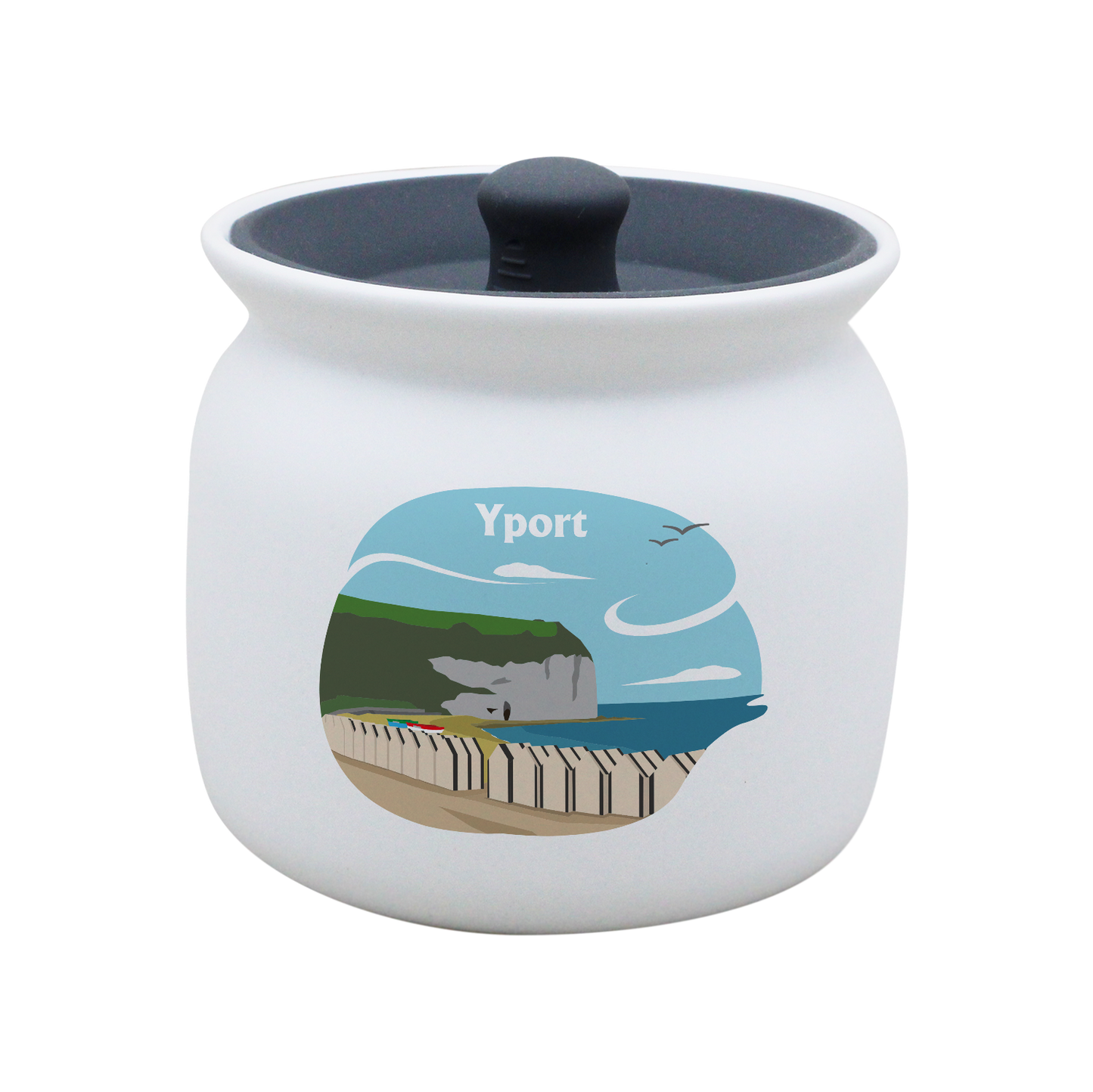 POT BLANC GM COUV. SILICONE GRIS -FYPORT