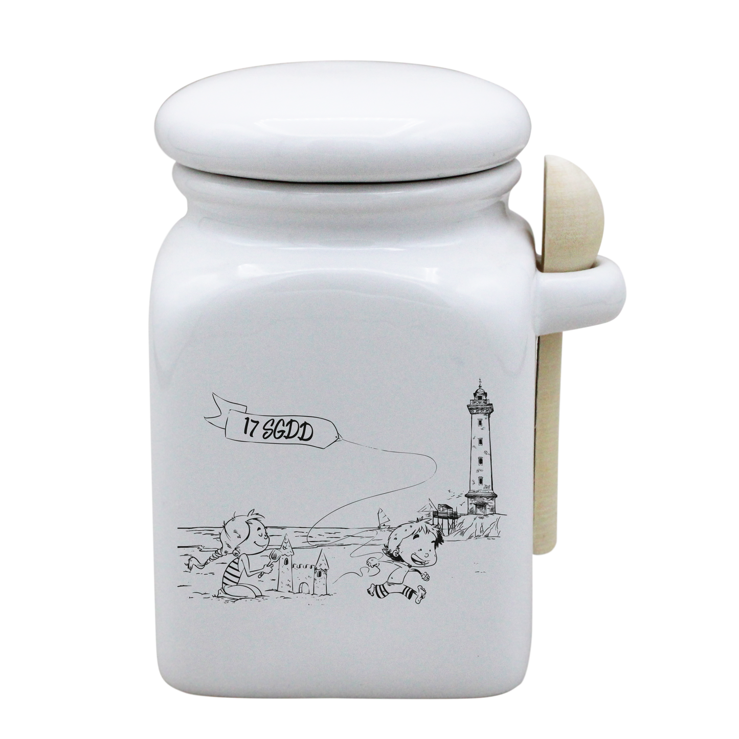 POT BLANC MM COUV. BLANC+CUIL. BOIS - DESSIN HORIZONTAL ST GEORGES DE DIDONNE SPE BO&BON