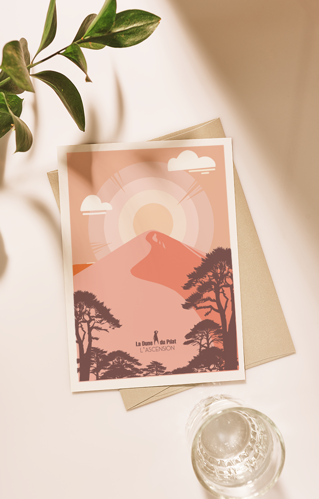 CARTE POSTALE FLAT DESIGN PILAT ROSE