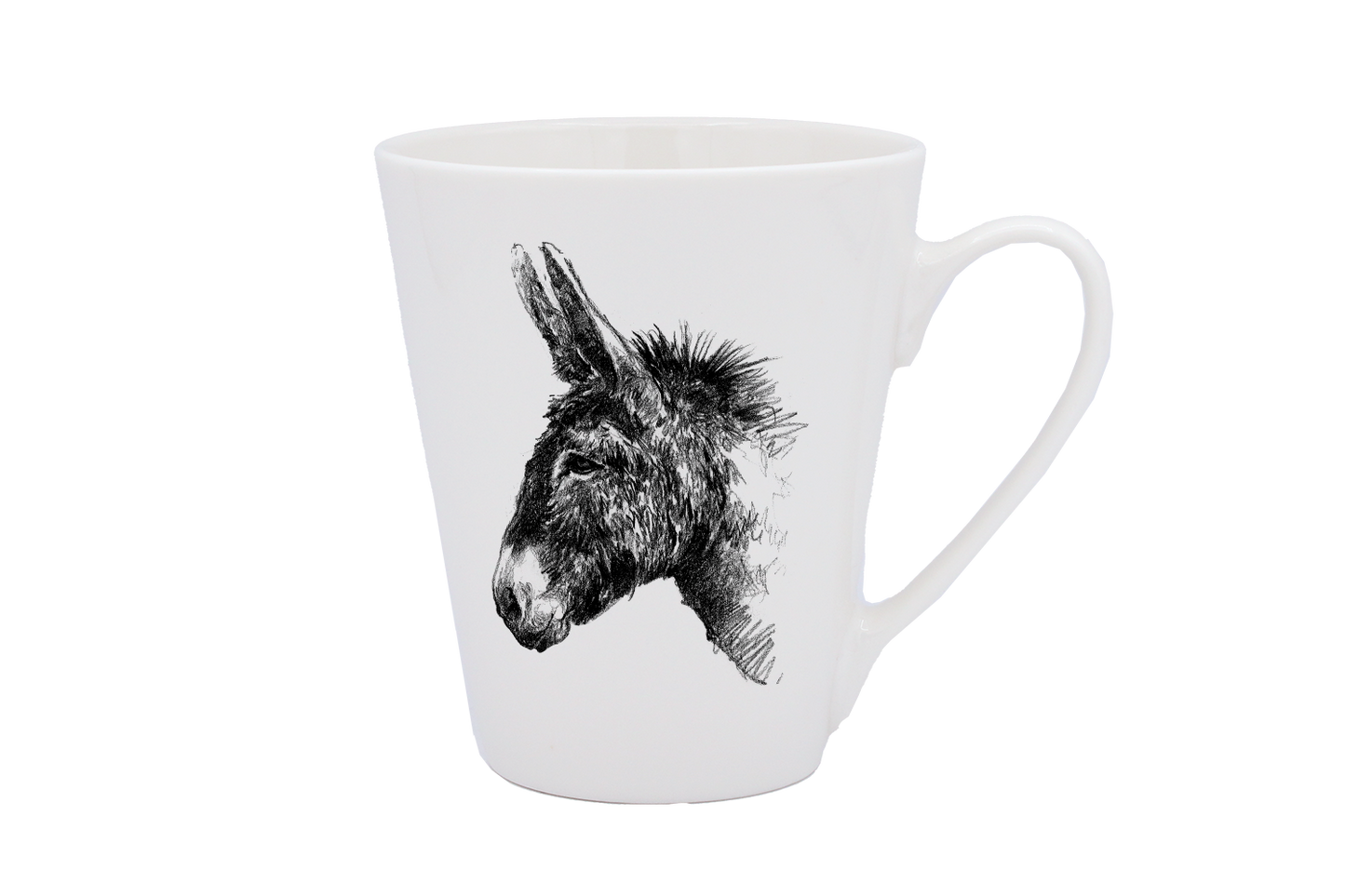 MUG CONIQUE BLANC - DESSIN MONOCHROME TETE D'ANE