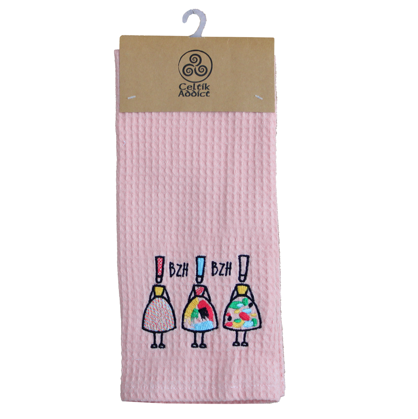 TORCHON NID D'ABEILLE BIGOUCHIC ROSE