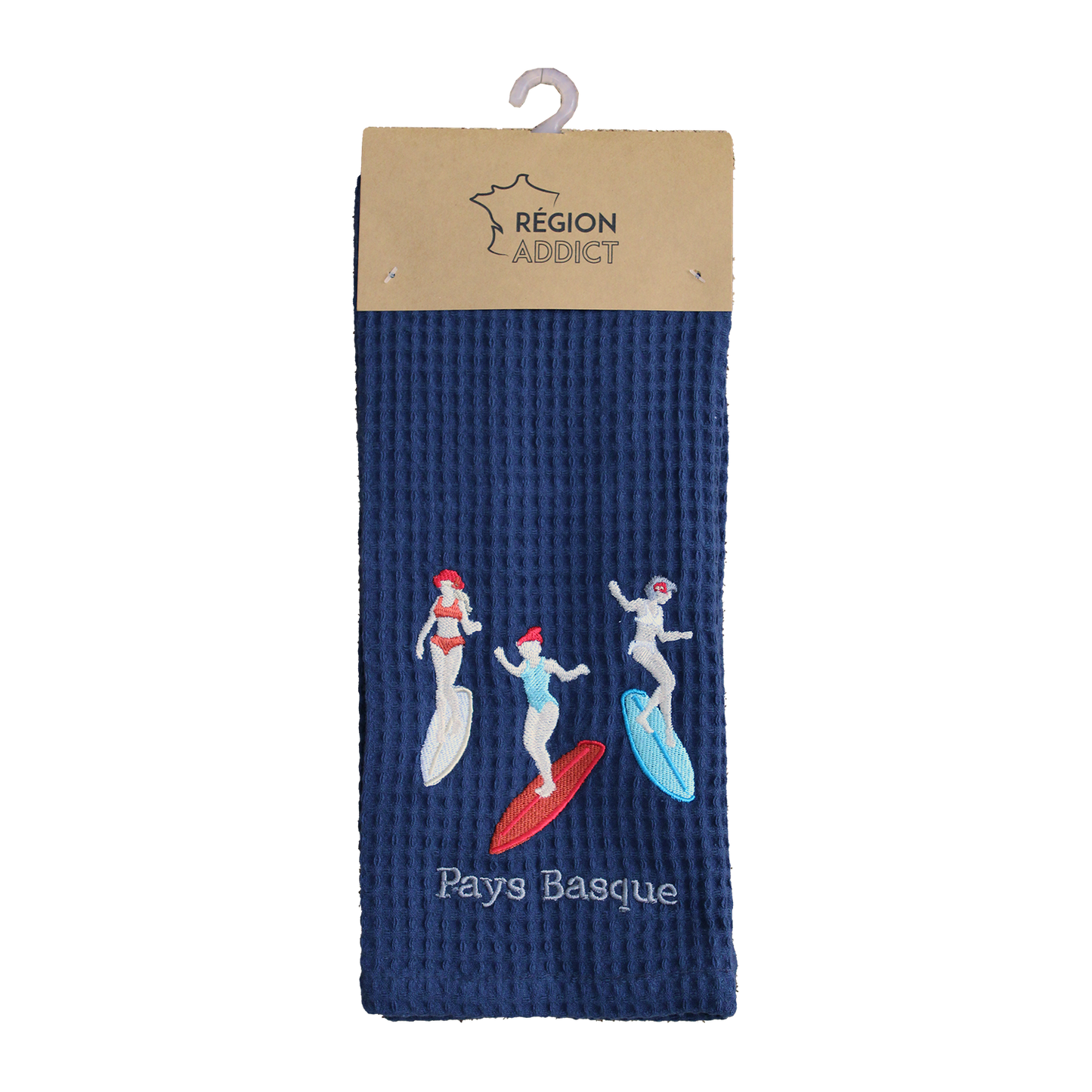 TORCHON NID D'ABEILLE SURF BASQUE BLEU MARINE