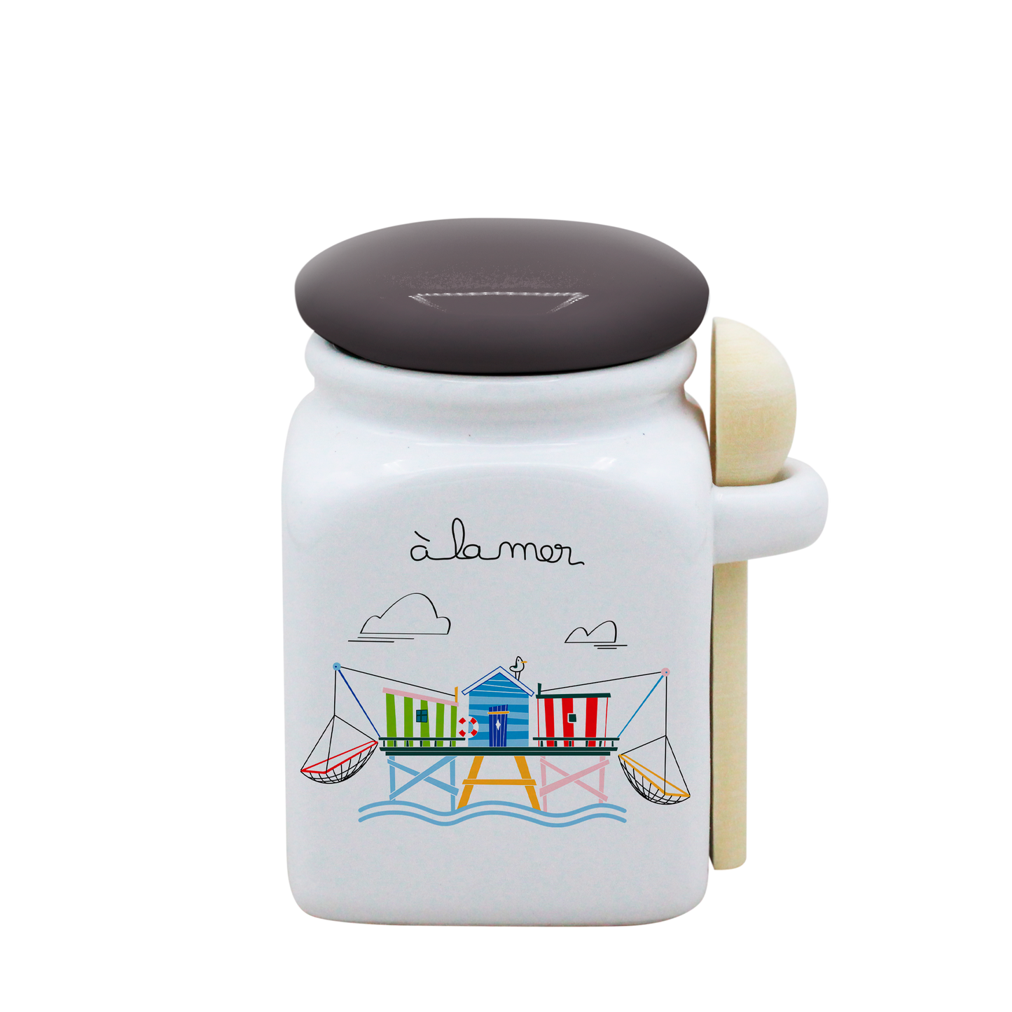 POT BLANC PM COUV. GRIS+CUIL. BOIS-A LA MER CARRELET