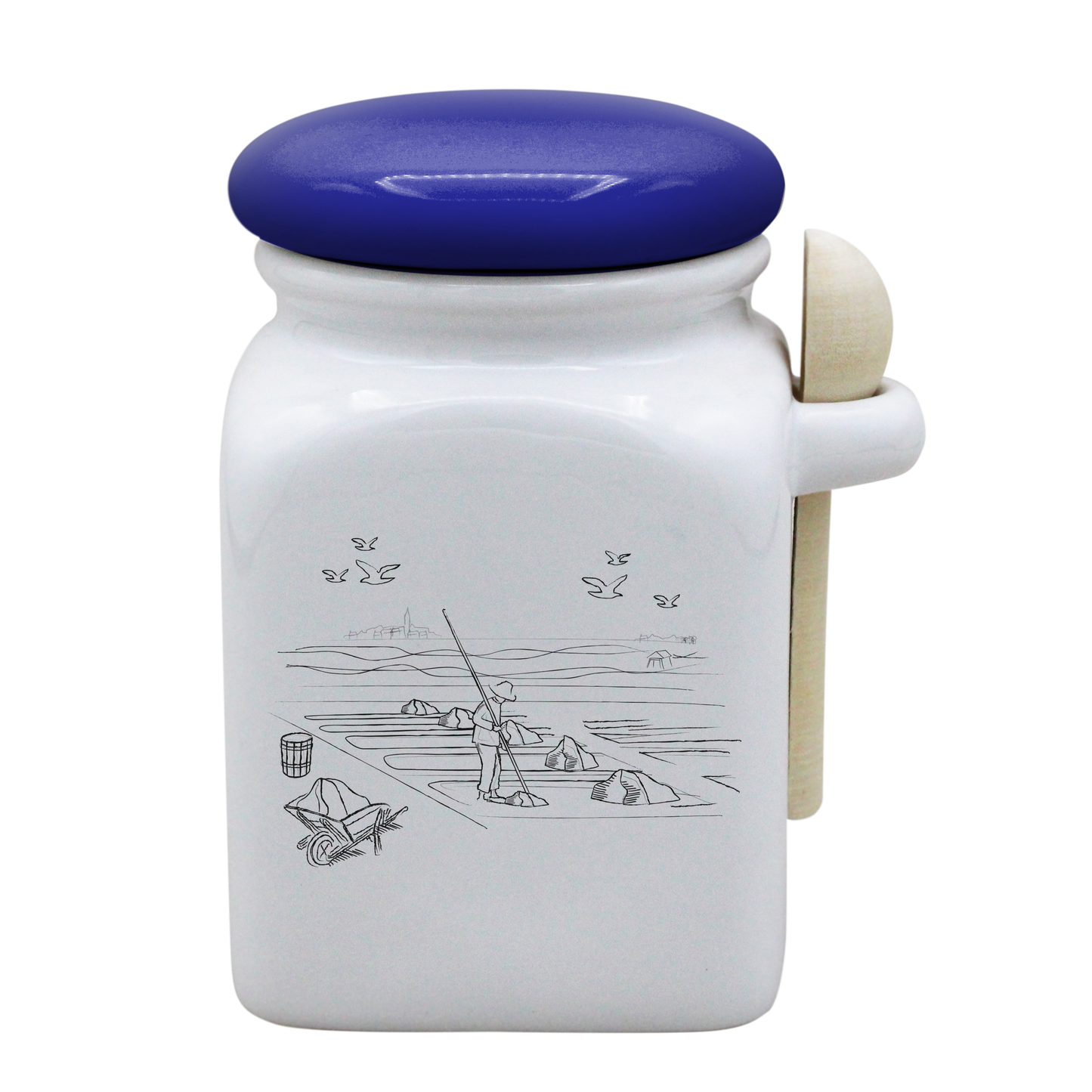 POT BLANC MM COUV. BLEU +CUIL. BOIS-MASALB