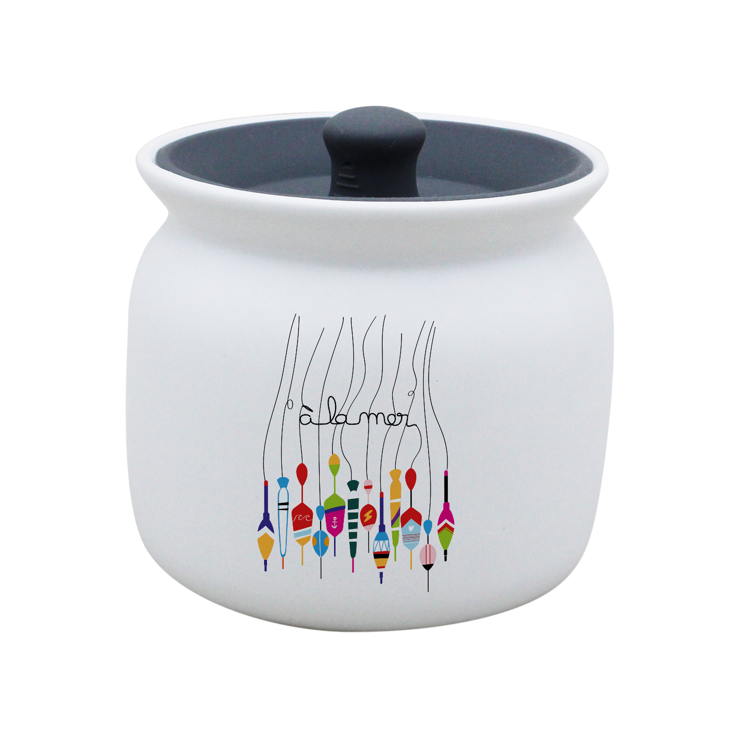 POT BLANC GM COUV. SILICONE GRIS - A LA MER BOUCHON
