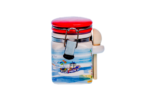 MINI POT AQUARELLE BORD DE MER ROUGE+CUIL. BOIS