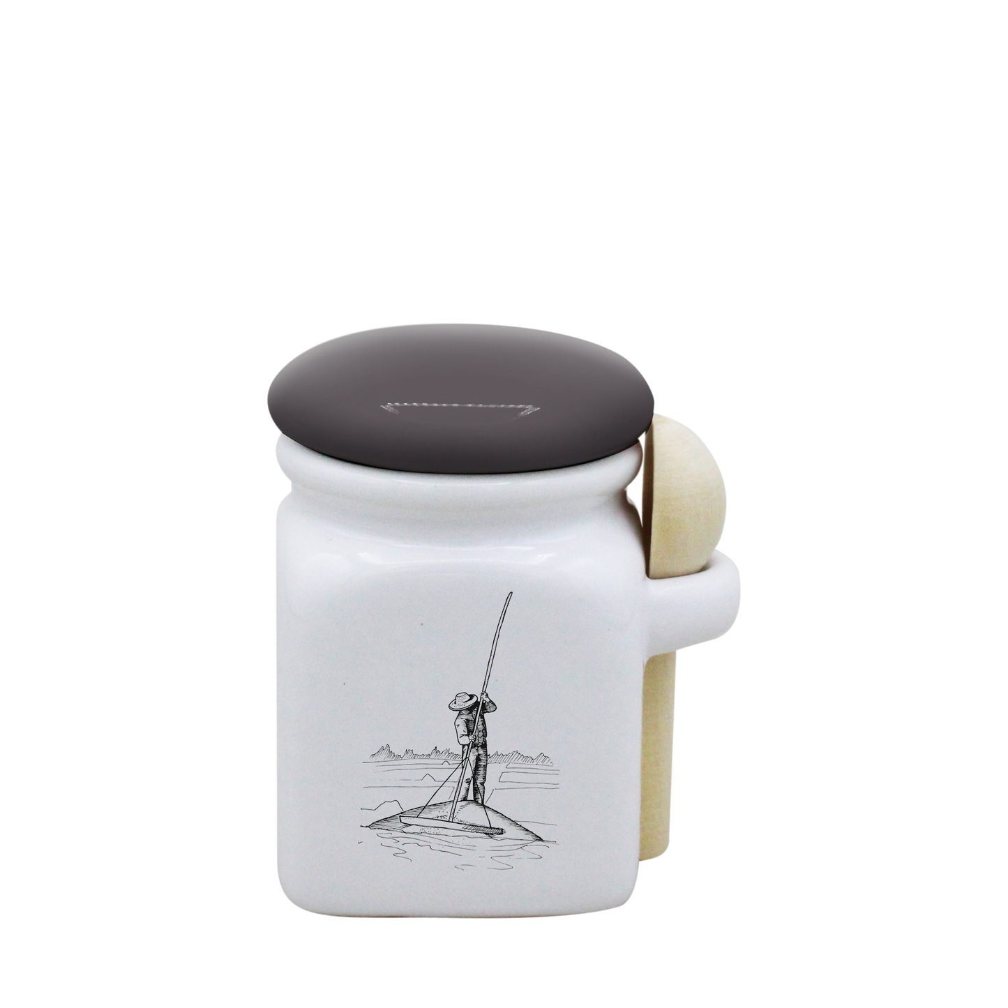 POT BLANC MINI COUV. GRIS+CUIL. BOIS-PALUA