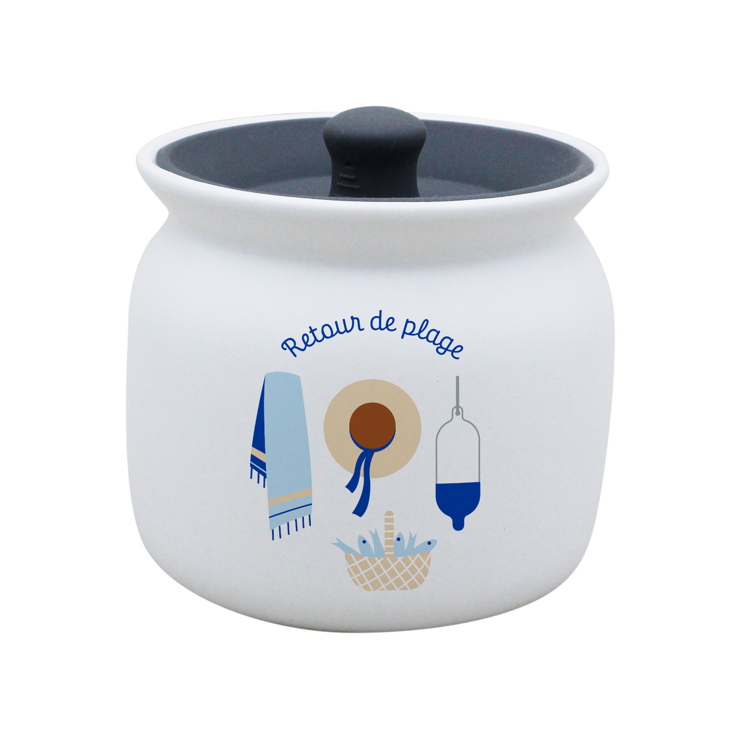 POT BLANC GM COUV. SILICONE GRIS -RETOUR DE PLAGE LA PETITE EMI