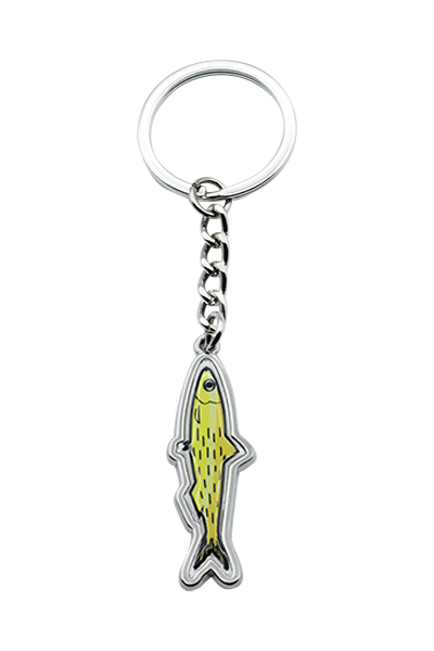 PORTE CLES METAL SARDINE JAUNE