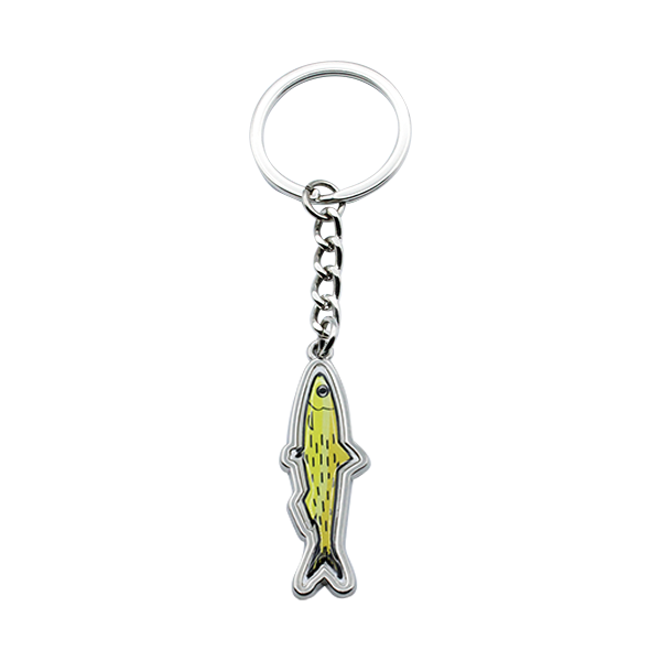 PORTE CLES METAL SARDINE JAUNE