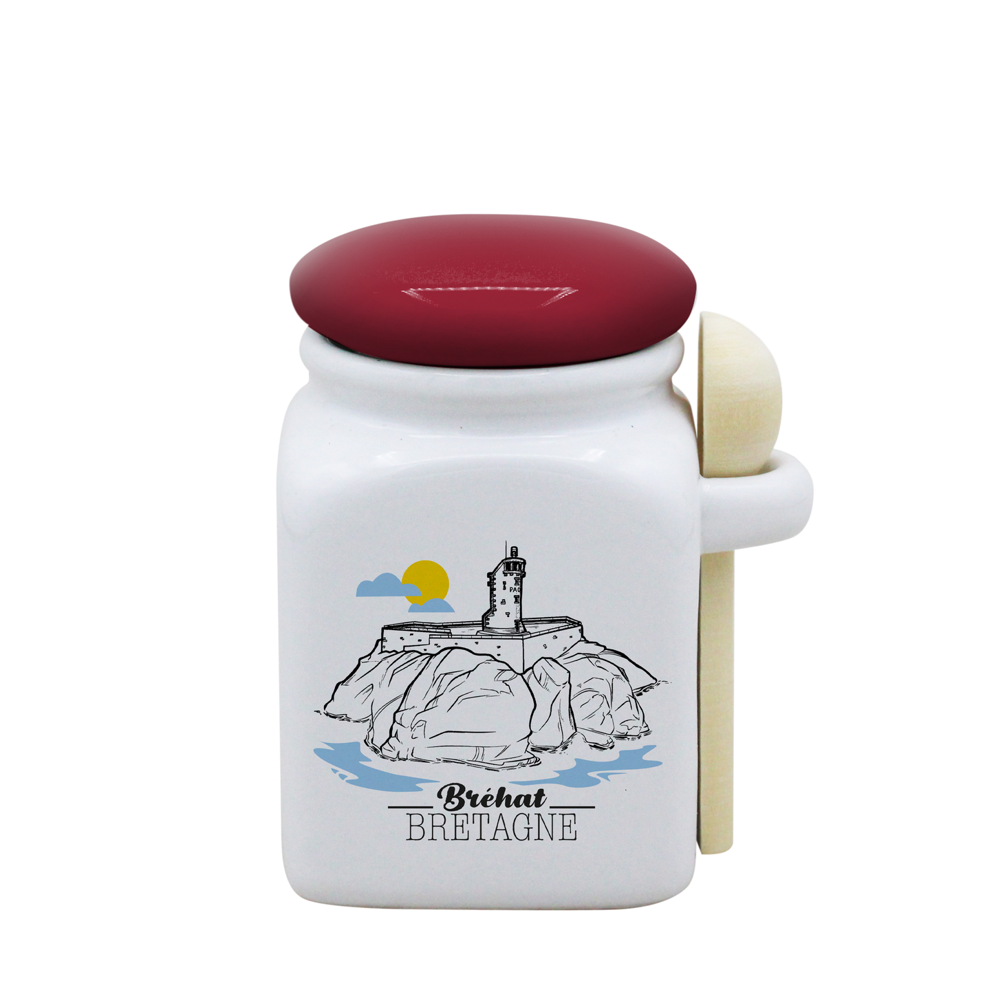 POT BLANC PM COUV. ROUGE+CUIL. BOIS - PHARE DU PAON ILE DE BREHAT SPE ARCHIPEL