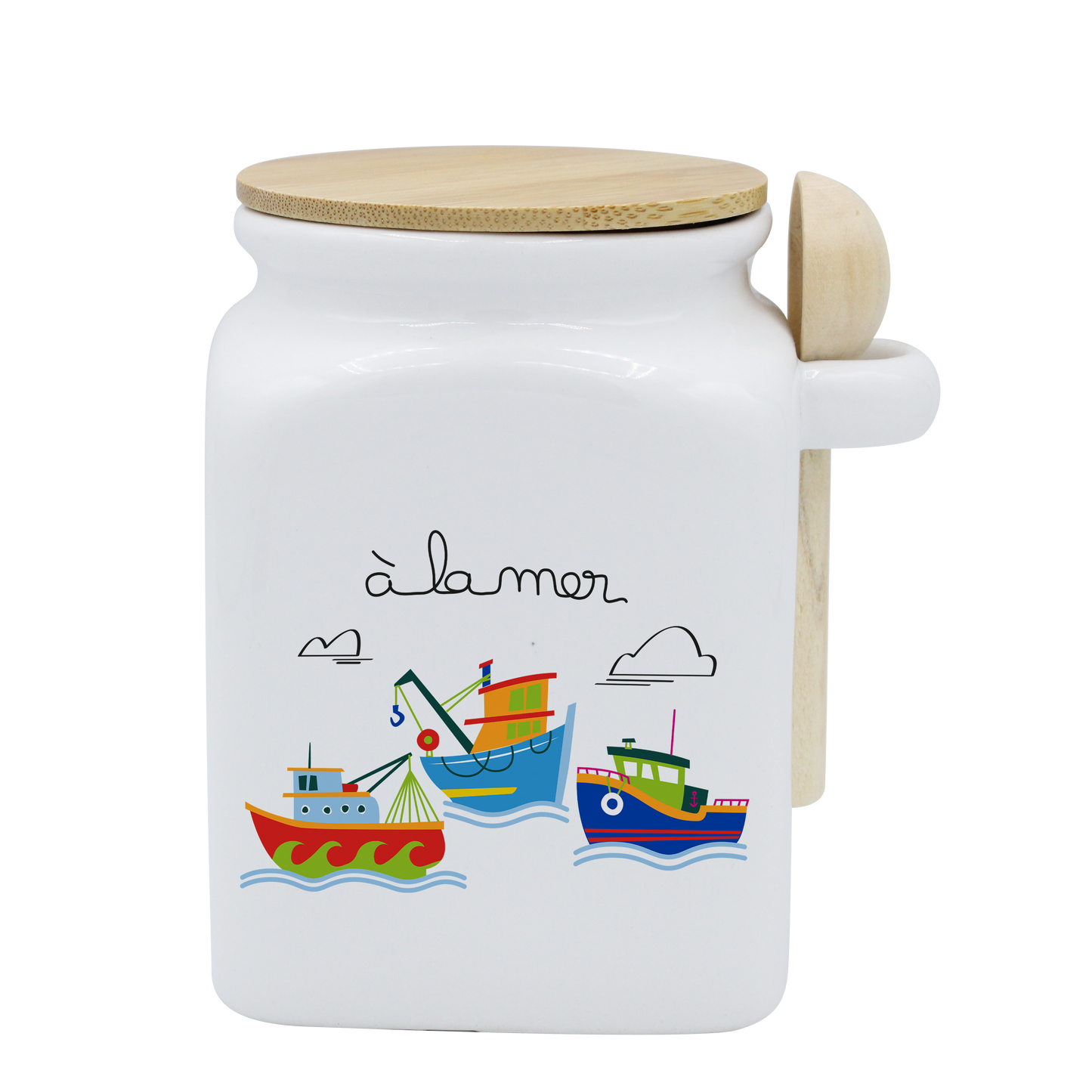 POT BLANC MM COUV. BAMBOO+CUIL. BOIS-A LA MER BATEAUX