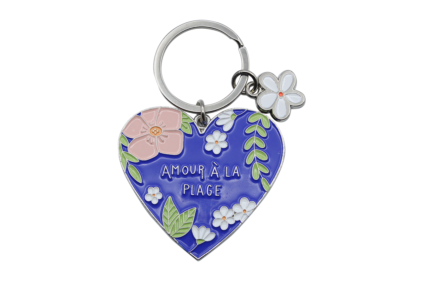 PORTE CLES METAL COEUR BLEU