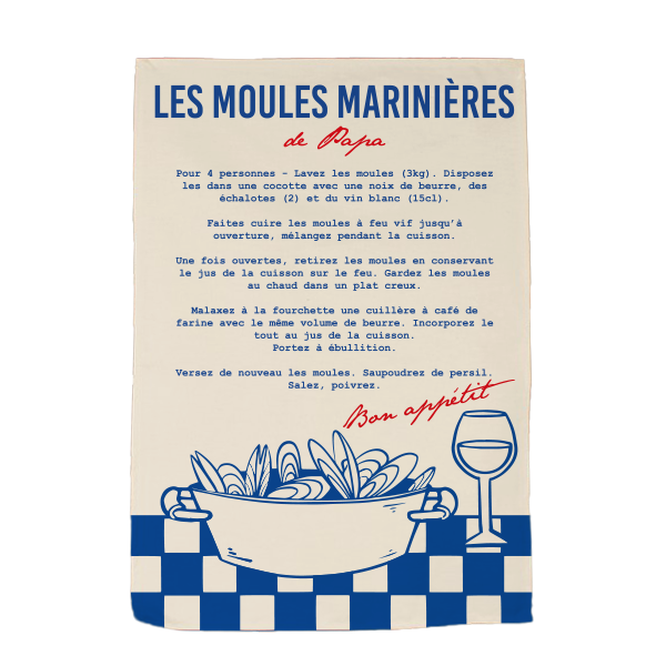 TORCHON RECETTE LES MOULES MARINIÈRES
