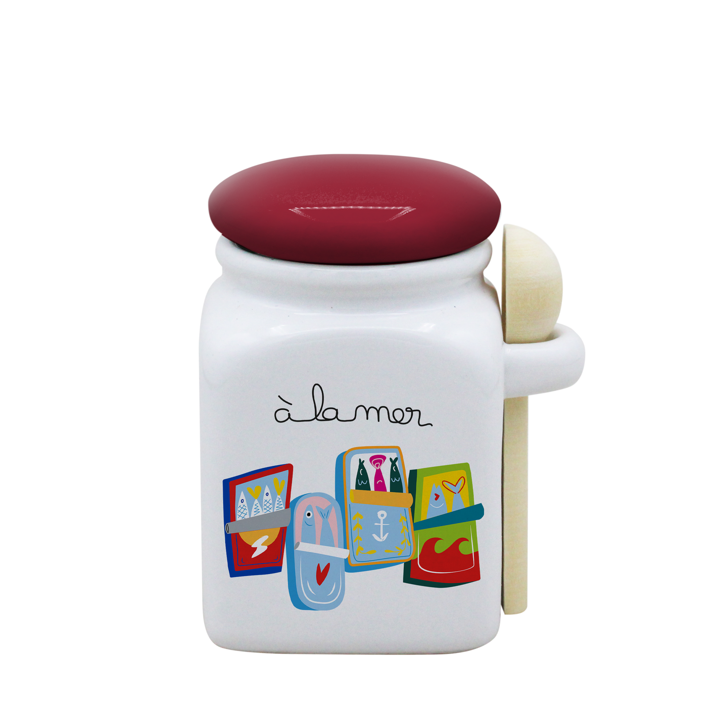 POT BLANC PM COUV. ROUGE+CUIL. BOIS-A LA MER SARDINES