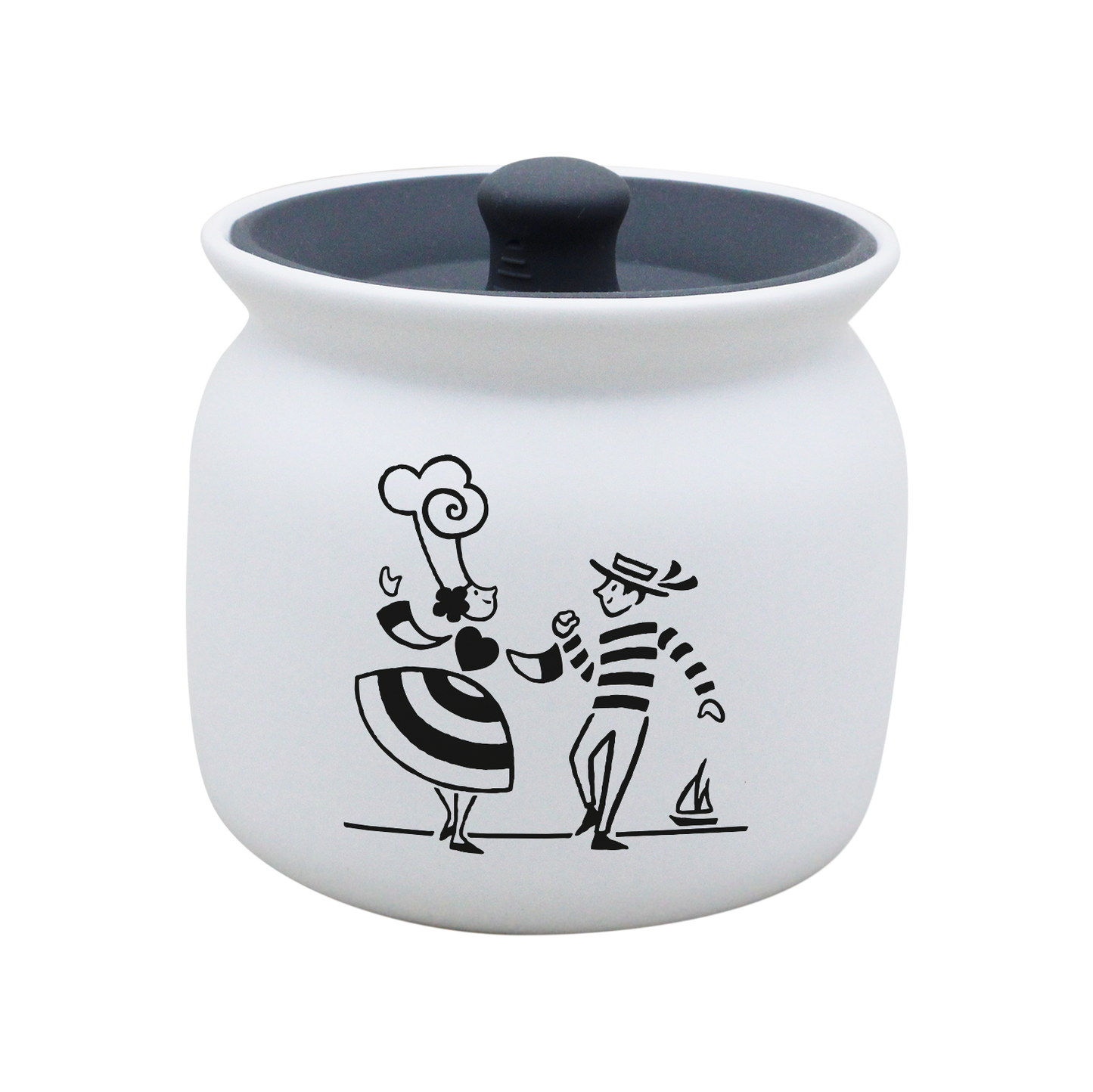 POT BLANC GM COUV. SILICONE GRIS -LDANS