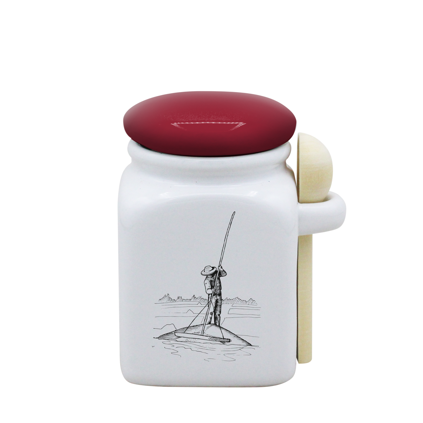 POT BLANC PM COUV. ROUGE+CUIL. BOIS-PALUA