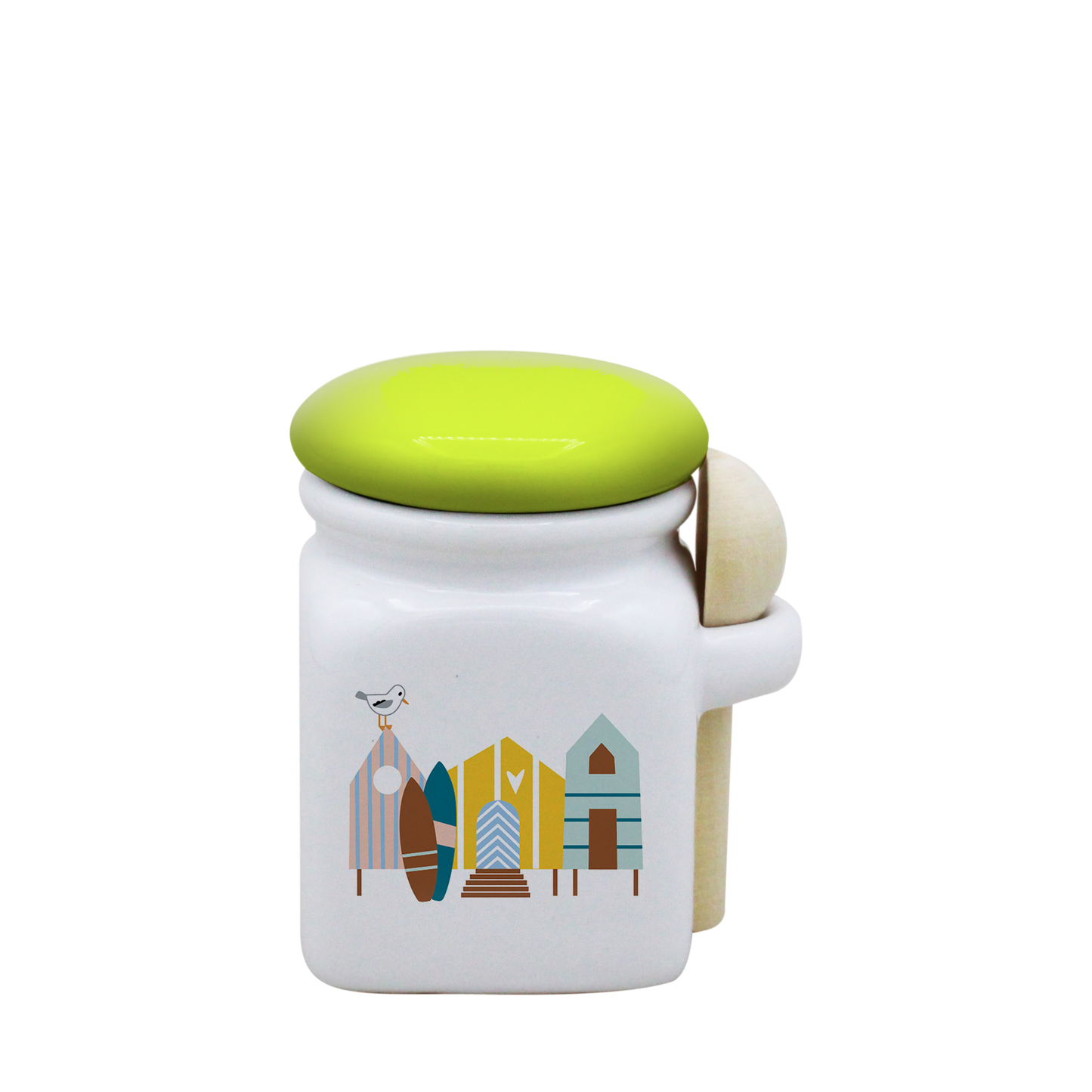 POT BLANC MINI COUV. VERT+CUIL. BOIS-CABINES ET SURF LA PETITE EMI