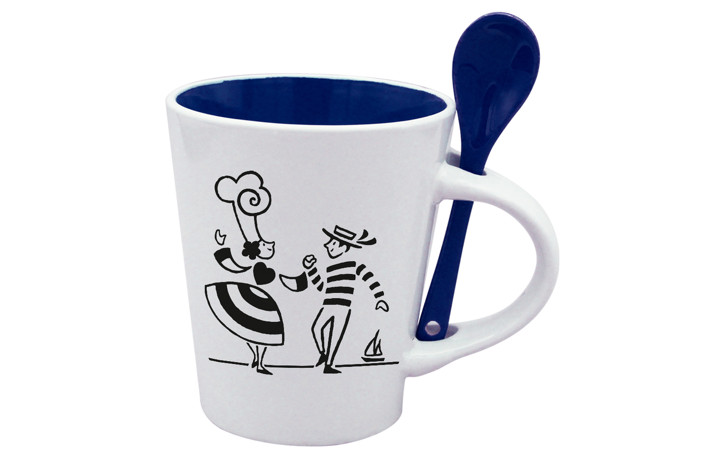 MUG CUILLERE BLANC INT. BLEU-LDANS