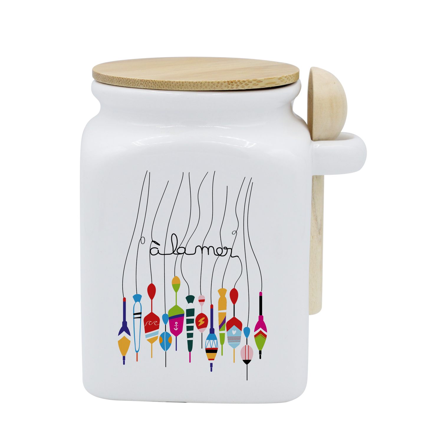POT BLANC MM COUV. BAMBOO+CUIL. BOIS - A LA MER BOUCHON