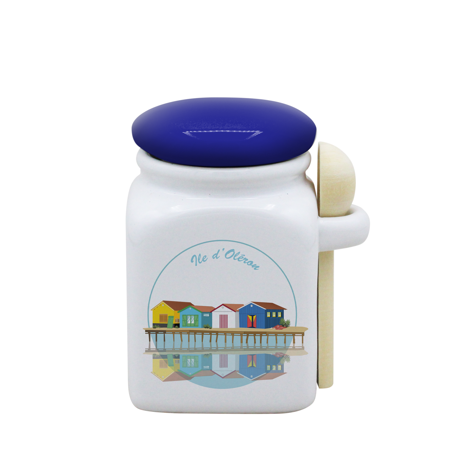 POT BLANC PM COUV. BLEU+CUIL. BOIS-CABOLERO