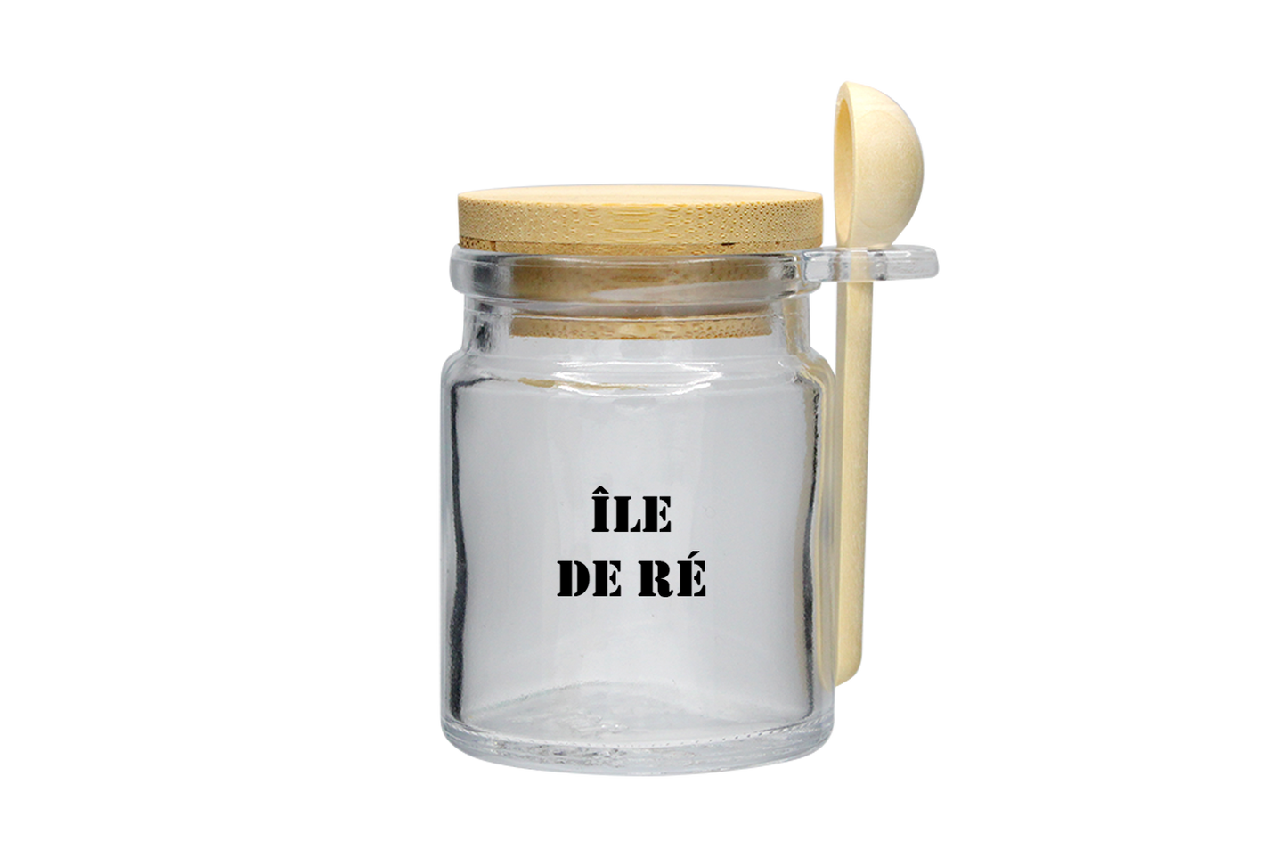 POT VERRE 100ML BOUCHON BOIS + CUIL. ILE DE RÉ