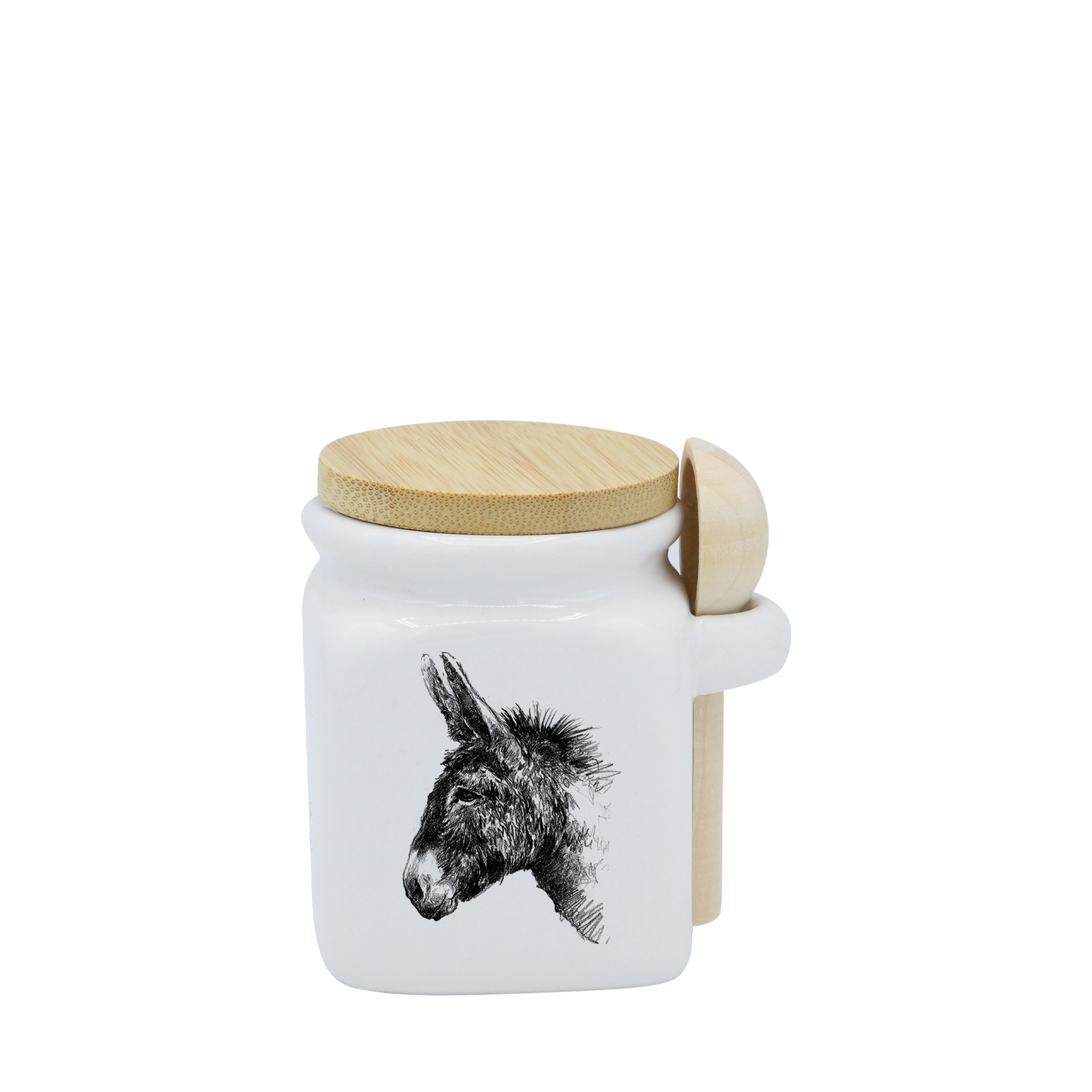 POT BLANC MINI COUV. BAMBOO+CUIL. BOIS - DESSIN TRAIT ANE