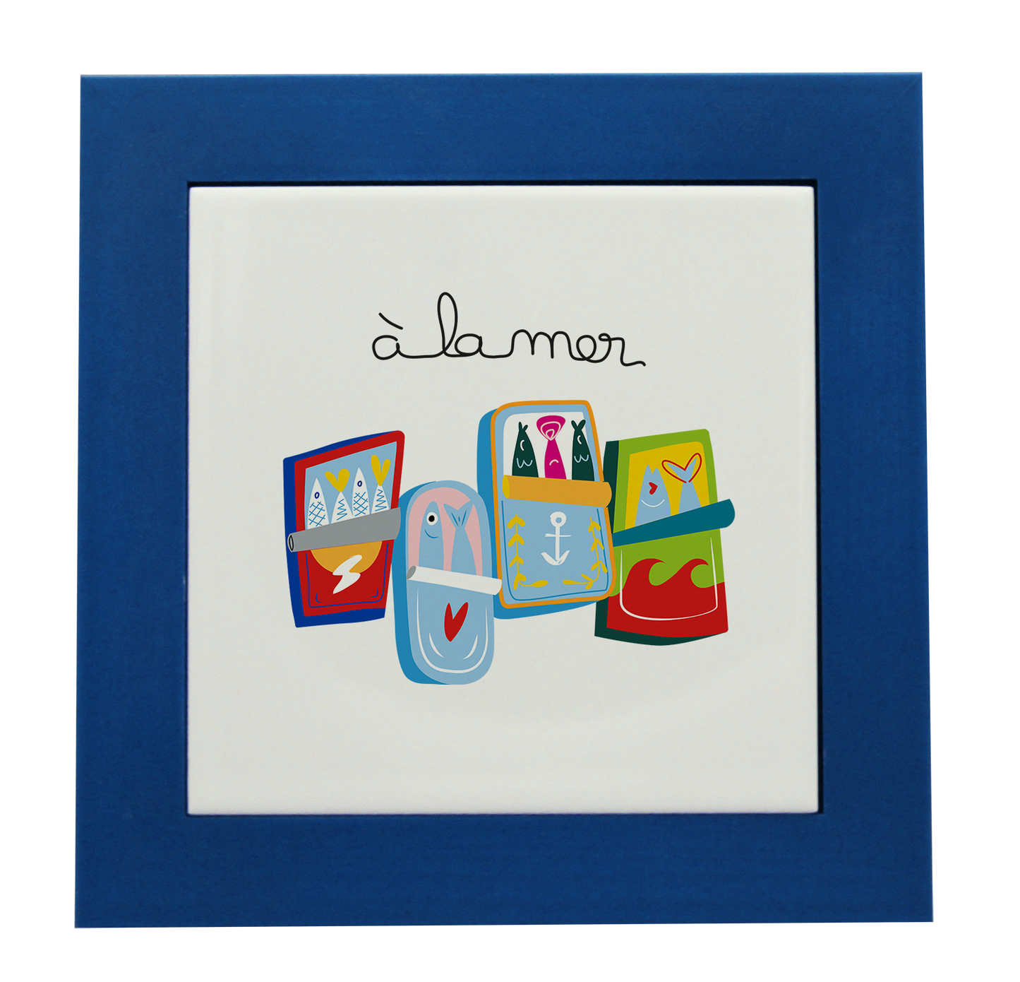 ENTOURAGE BOIS CYAN-CARREAU FAIENCE 15x15 NU-A LA MER SARDINES