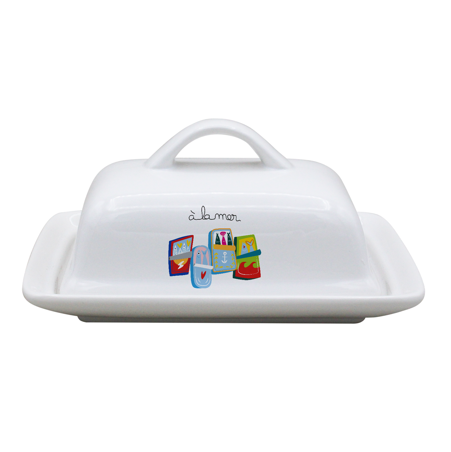 BEURRIER RECTANGLE BLANC-A LA MER SARDINES