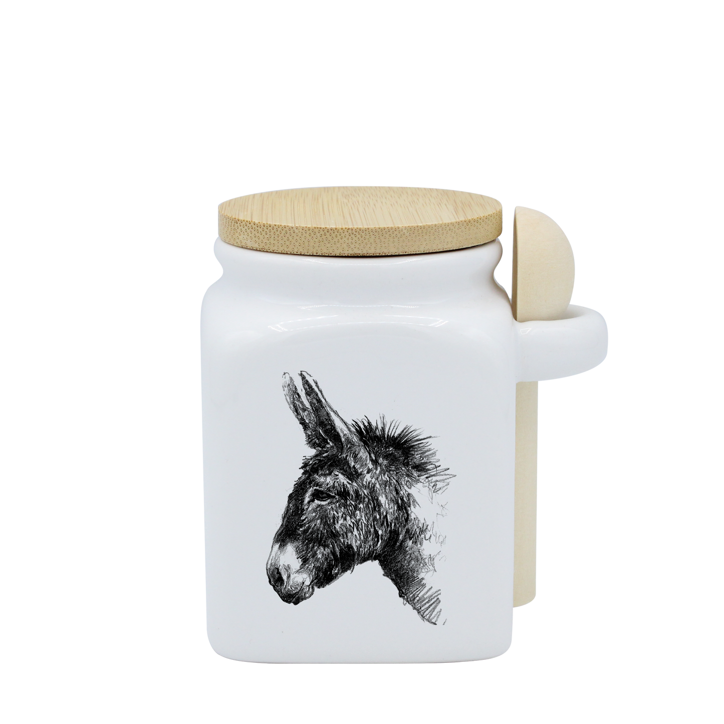 POT BLANC PM COUV. BAMBOO+CUIL. BOIS - DESSIN TRAIT ANE