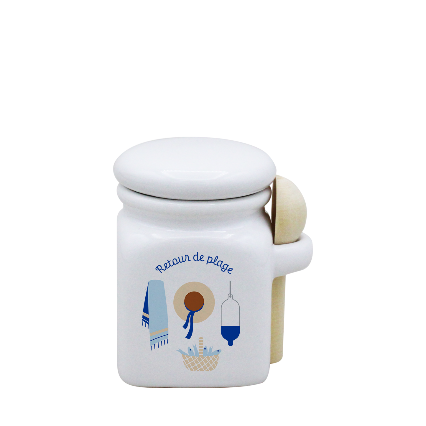 POT BLANC MINI COUV. BLANC+CUIL. BOIS-RETOUR DE PLAGE LA PETITE EMI