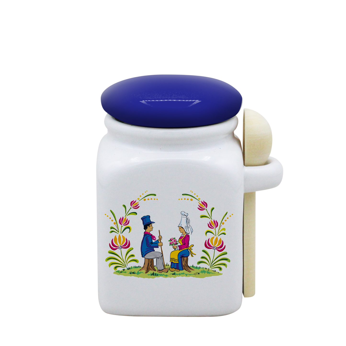 POT BLANC PM COUV. BLEU+CUIL. BOIS-RENOR