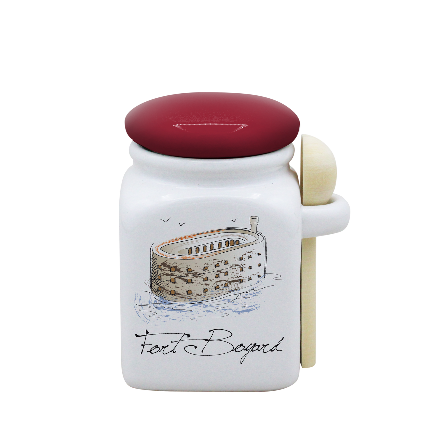 POT BLANC PM COUV. ROUGE+CUIL. BOIS-FOBOYD