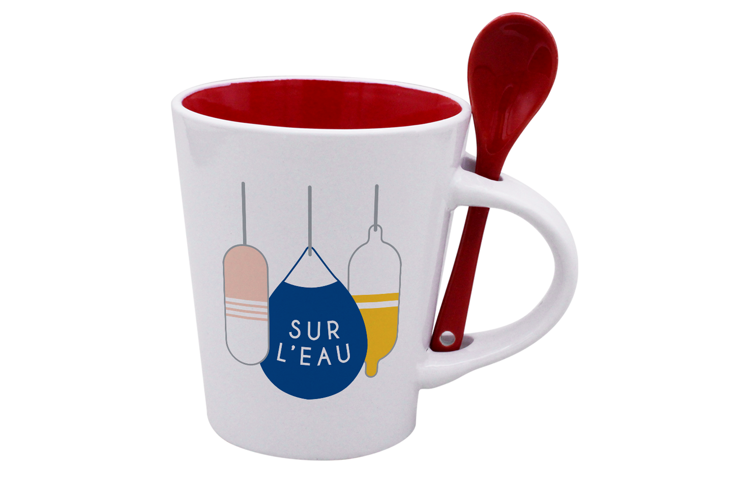 MUG CUILLERE BLANC INT. ROUGE-BOUEE SUR L'EAU LA PETITE EMI