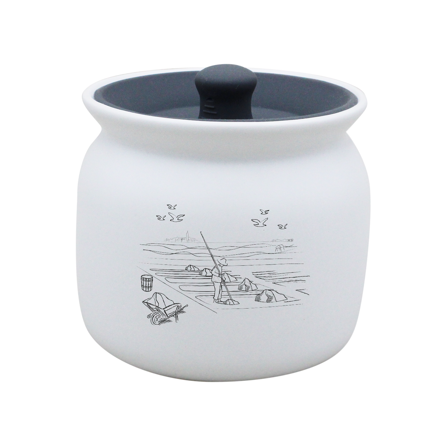 POT BLANC GM COUV. SILICONE GRIS -MASALB
